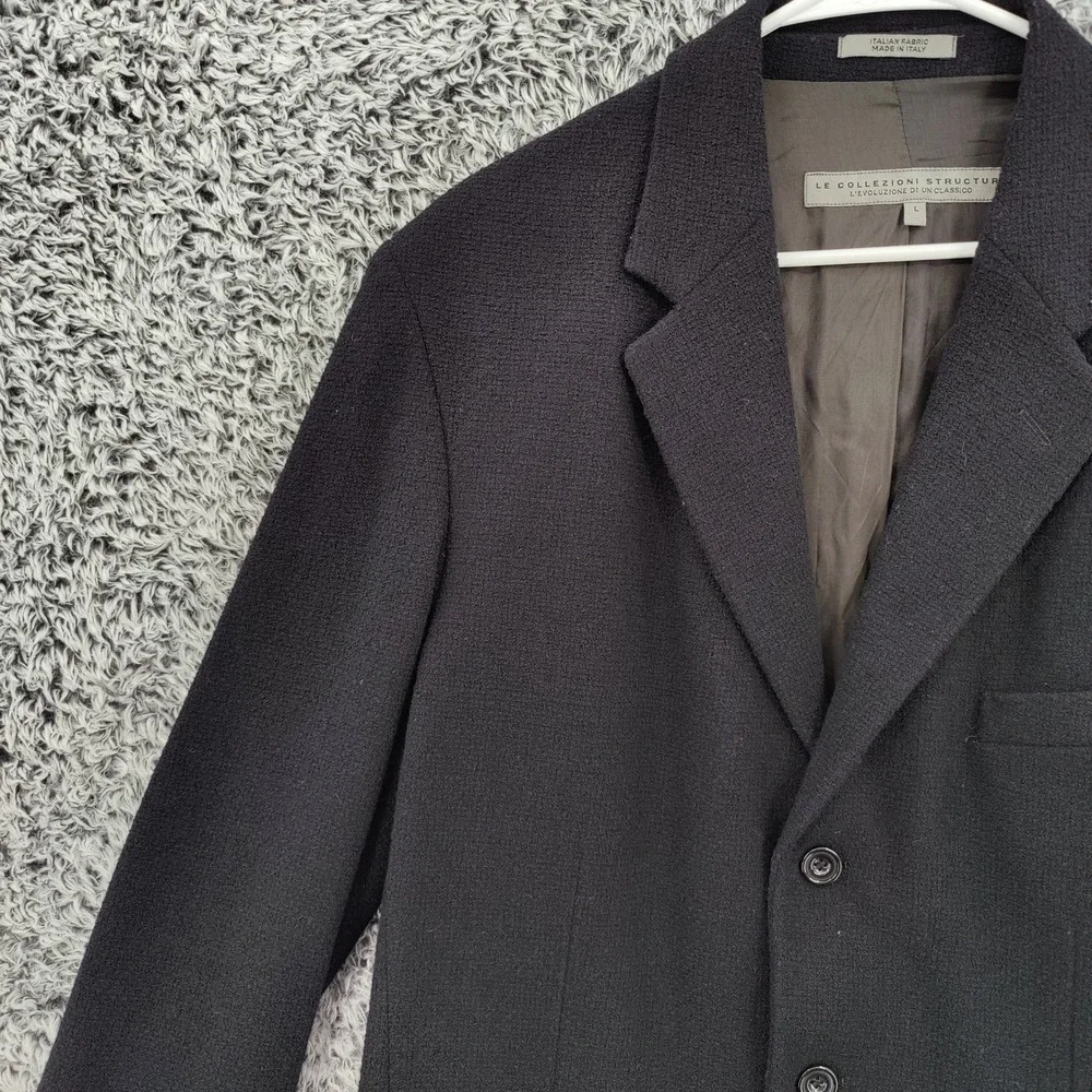 Le Collezioni Mens Dark Academia Old Money Wool Blazer L Jacket Black Italian
